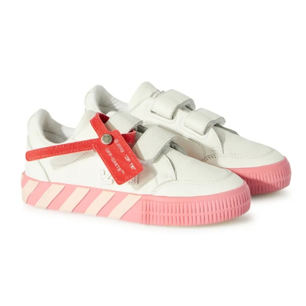 Off-White Kids White Leather Velcro Sneakers